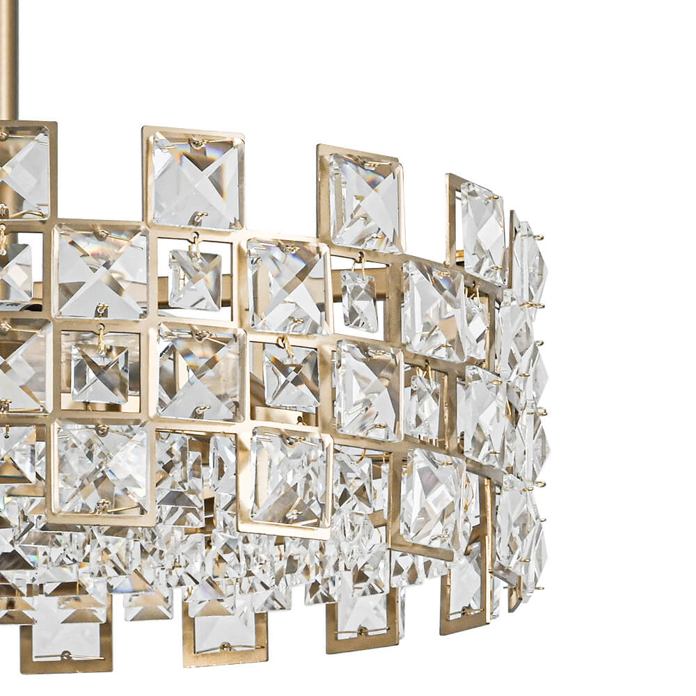 Deckenleuchte Kristall Trommel 4-flammig Chrom Messing Dimmbar 38cm Wohnzimmer Glamour