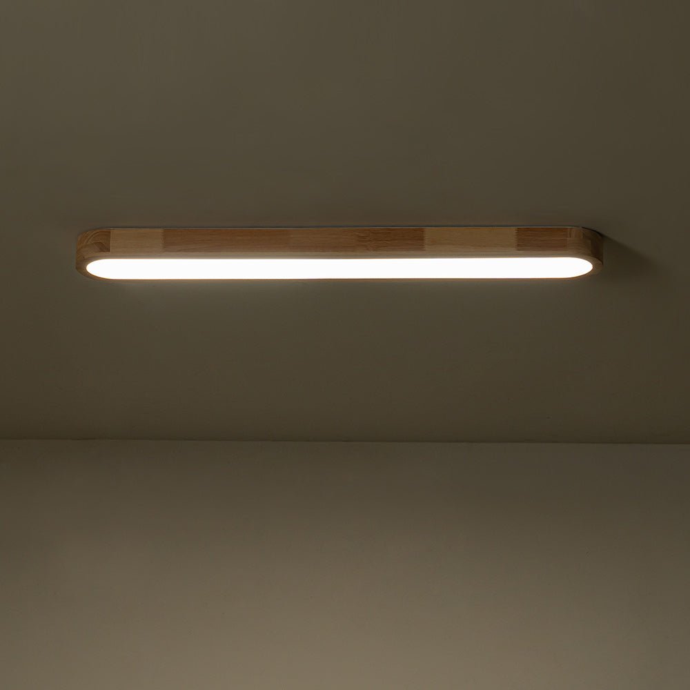 Plafonnier ovale LED effet bois dimmable télécommande 95cm Cuisine Salon Moderne