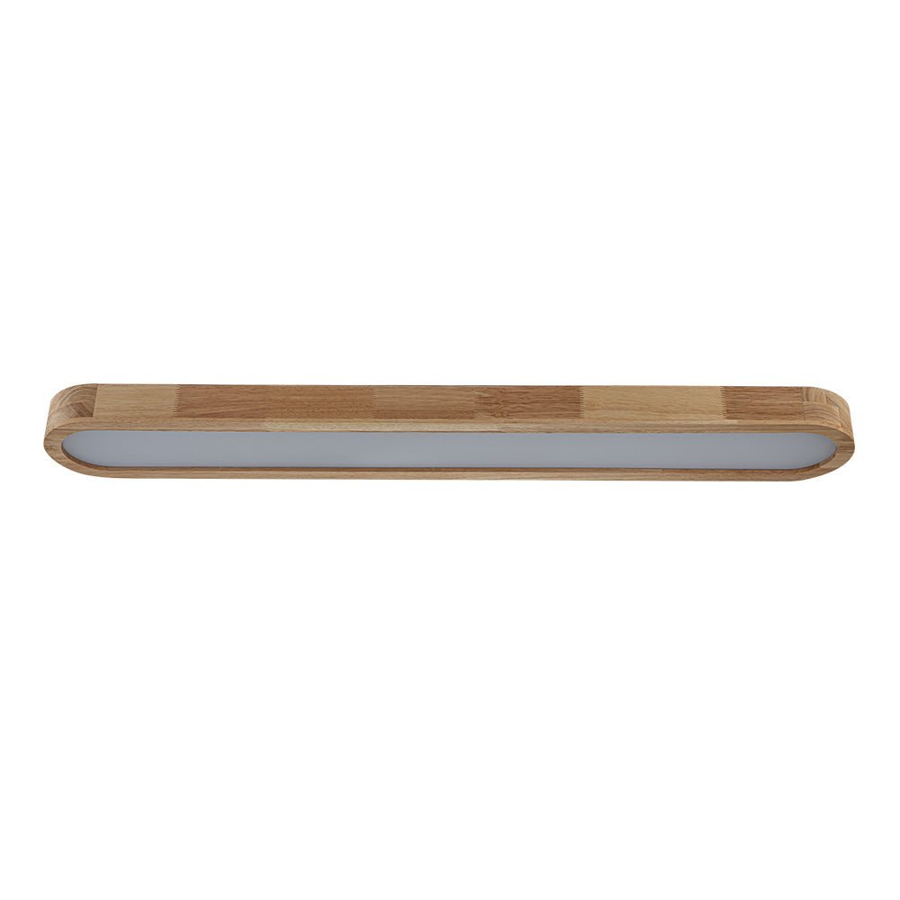 Plafonnier ovale LED effet bois dimmable télécommande 95cm Cuisine Salon Moderne