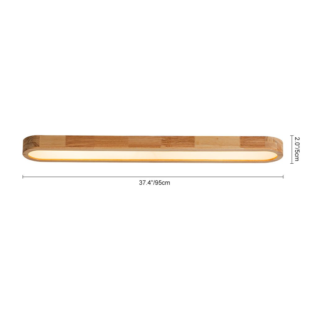 Plafonnier ovale LED effet bois dimmable télécommande 95cm Cuisine Salon Moderne