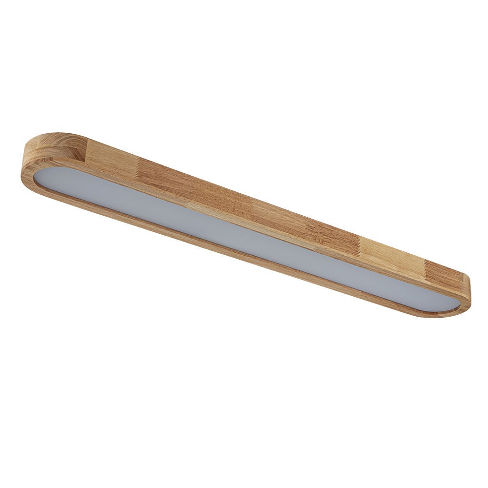 Plafonnier ovale LED effet bois dimmable télécommande 95cm Cuisine Salon Moderne