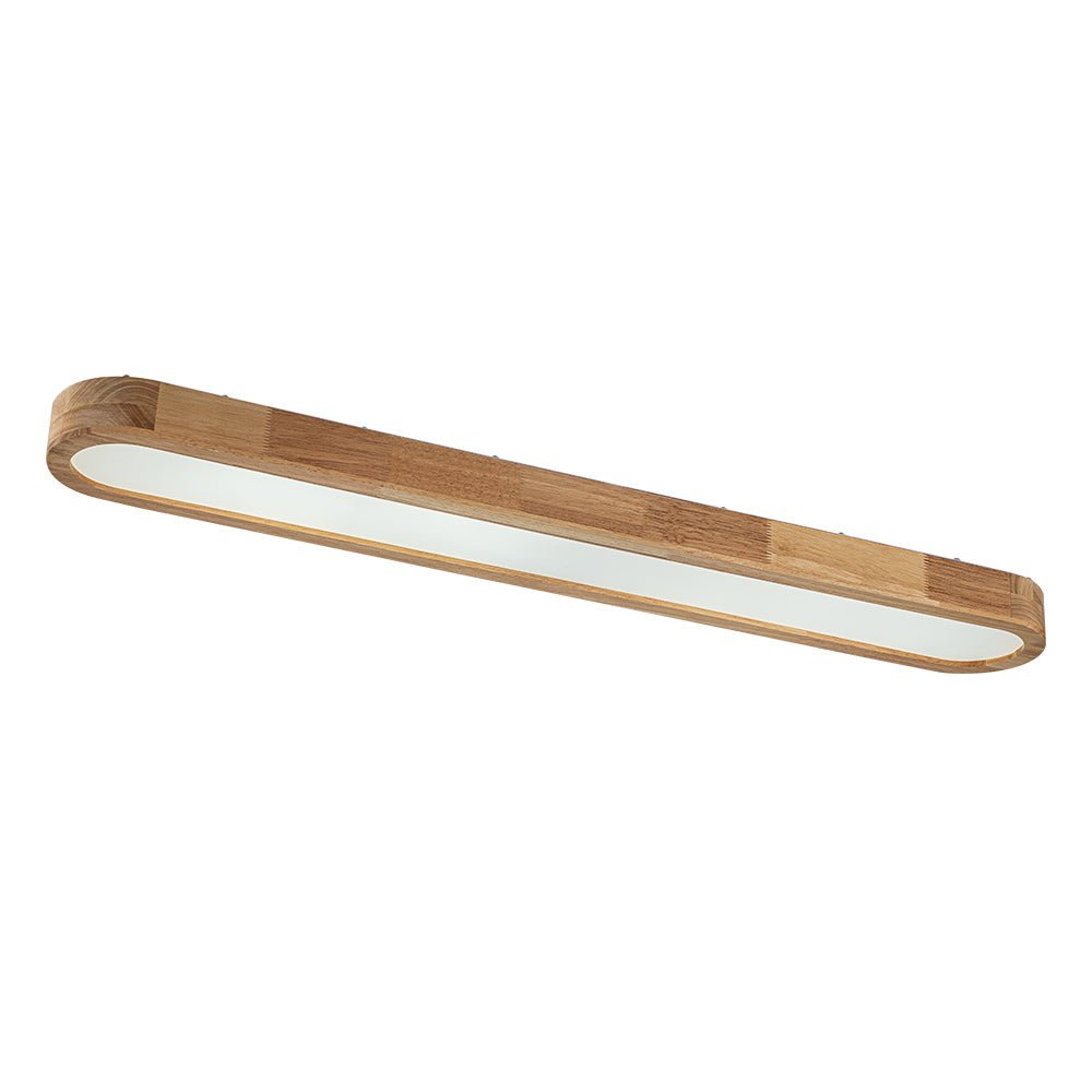 Plafonnier ovale LED effet bois dimmable télécommande 95cm Cuisine Salon Moderne