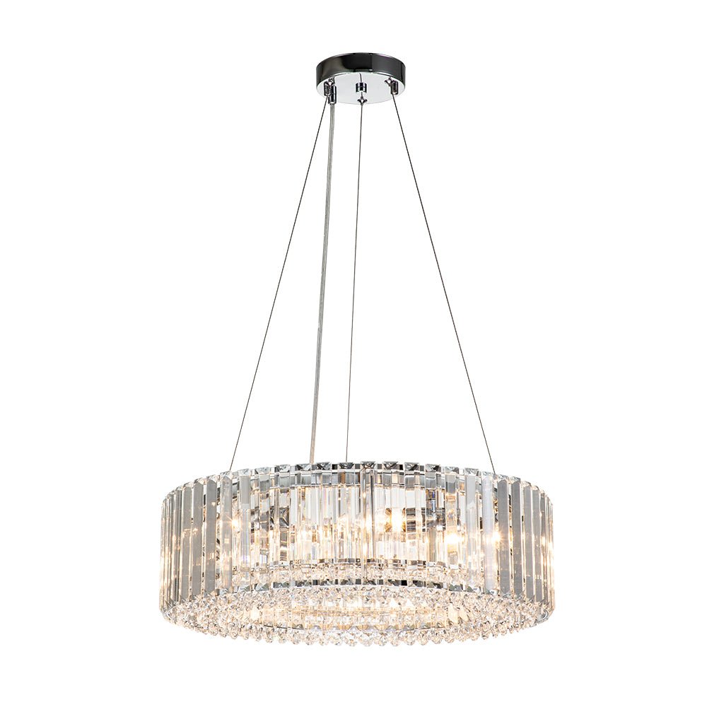 Kristallen Kroonluchter Rond 6-Lichts Metaal Chroom Zwart Messing 50cm Plafondlamp | Sansoti