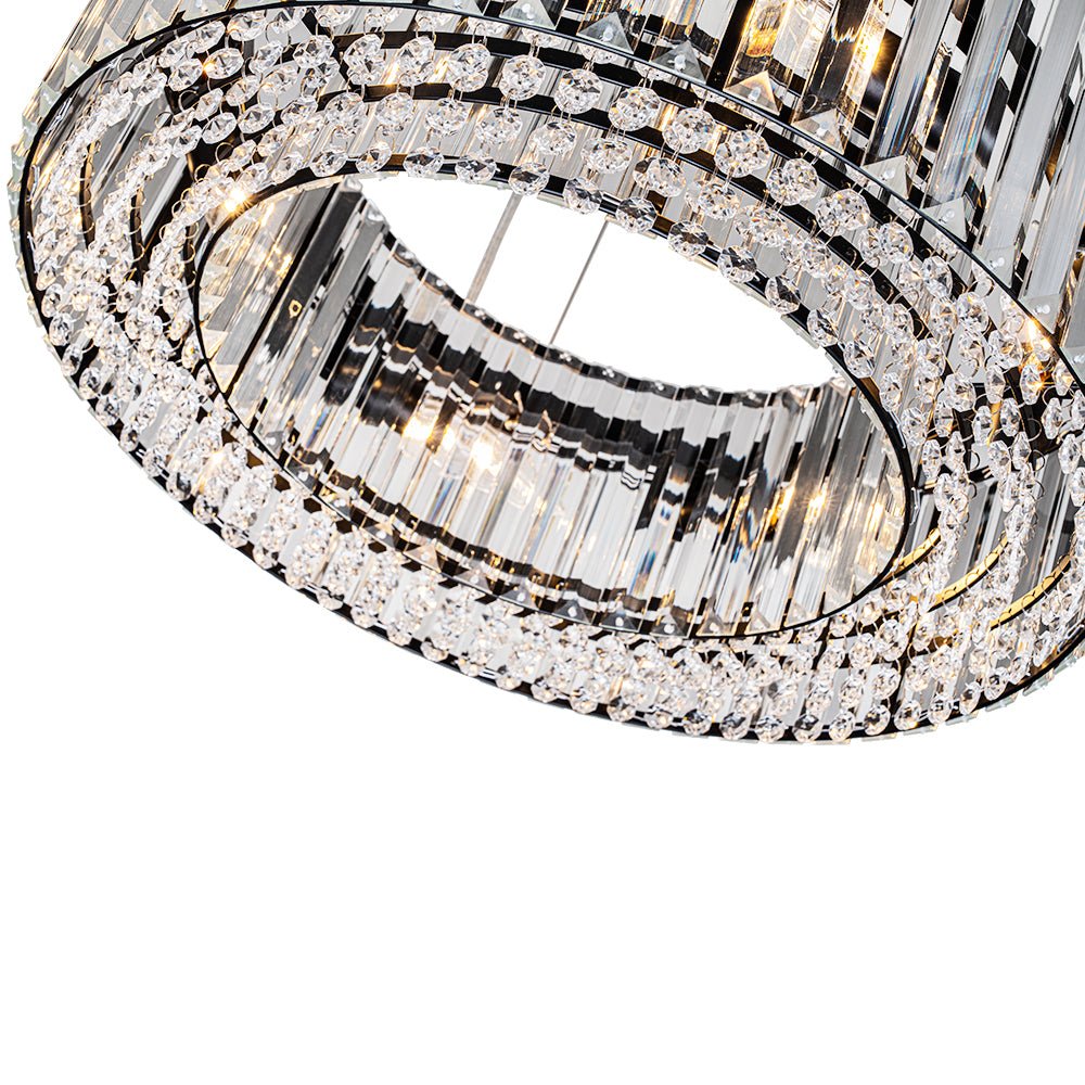 Kristallen Kroonluchter Rond 6-Lichts Metaal Chroom Zwart Messing 50cm Plafondlamp | Sansoti