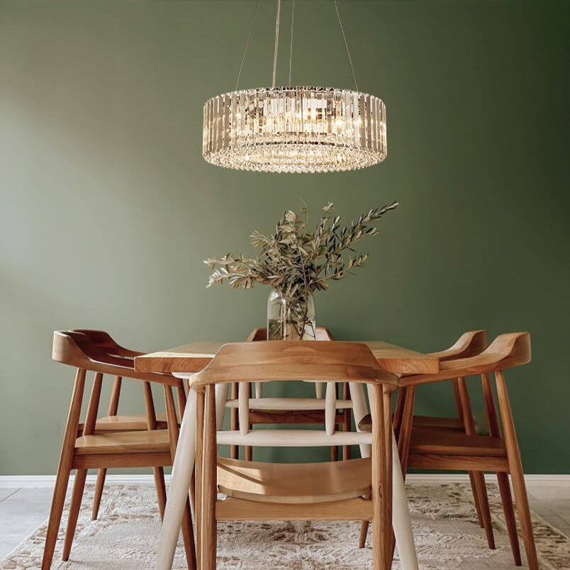 Kristallen Kroonluchter Rond 6-Lichts Metaal Chroom Zwart Messing 50cm Plafondlamp | Sansoti