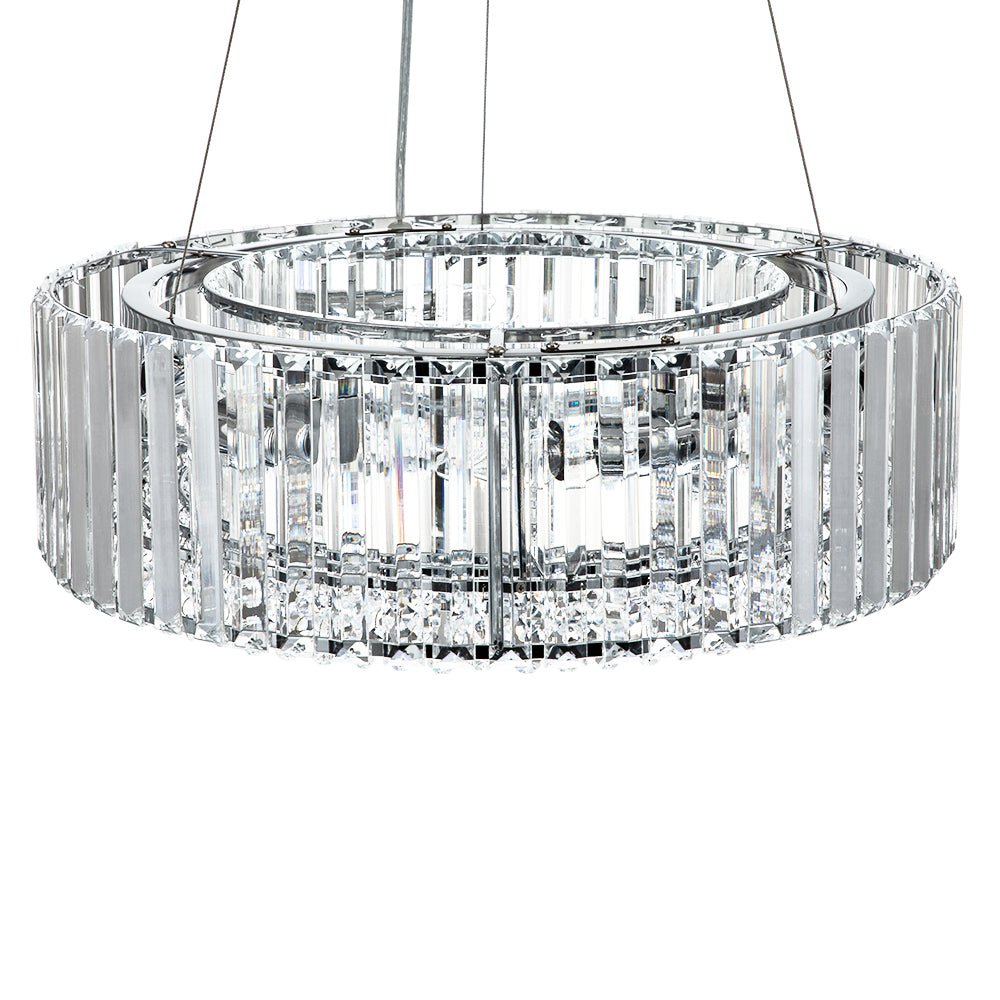 Kristallen Kroonluchter Rond 6-Lichts Metaal Chroom Zwart Messing 50cm Plafondlamp | Sansoti