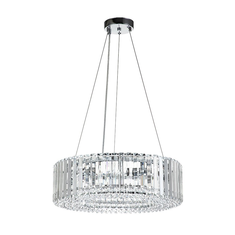 Kristallen Kroonluchter Rond 6-Lichts Metaal Chroom Zwart Messing 50cm Plafondlamp | Sansoti