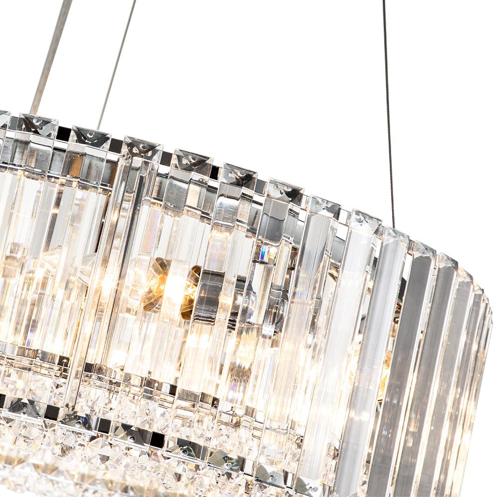Kristallen Kroonluchter Rond 6-Lichts Metaal Chroom Zwart Messing 50cm Plafondlamp | Sansoti