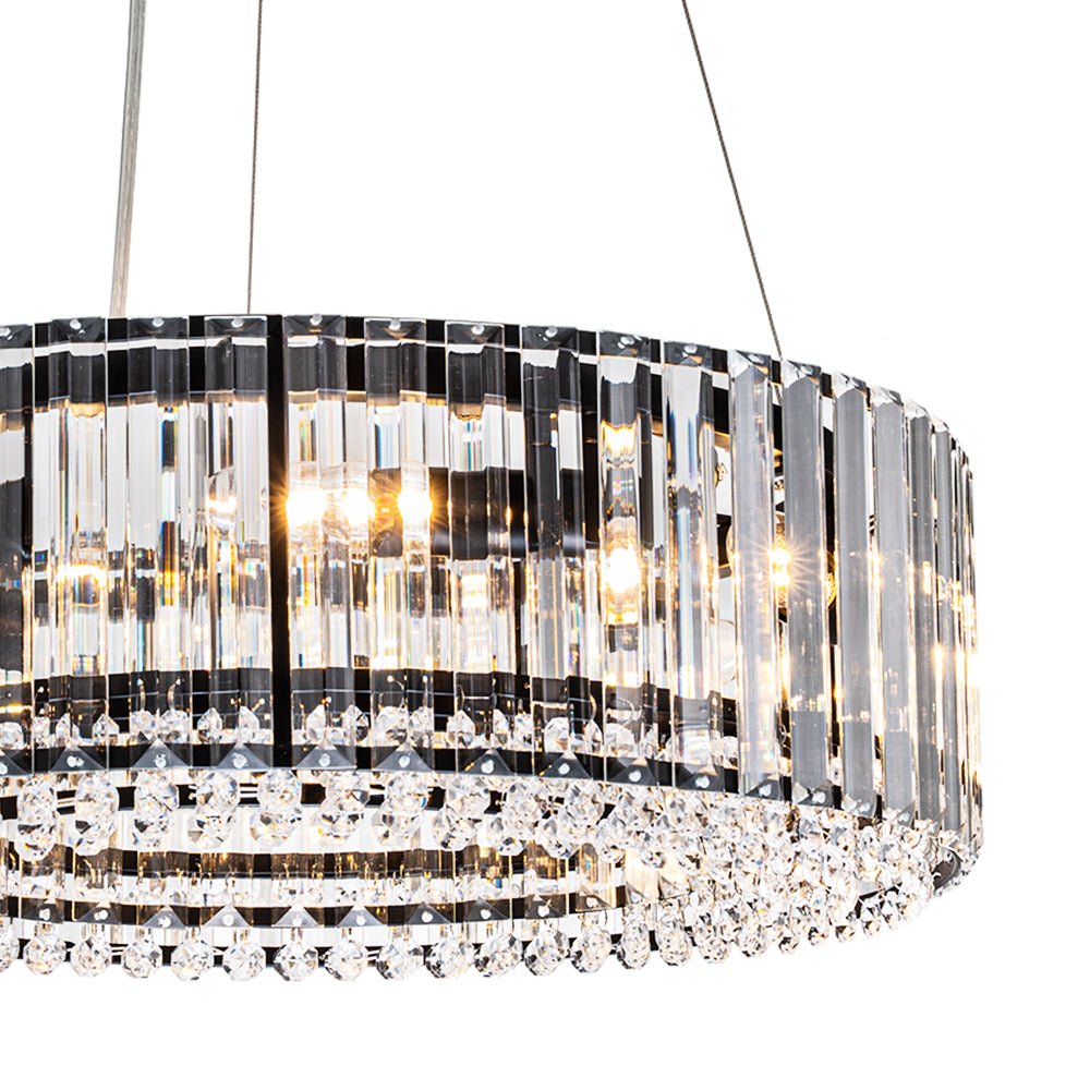 Kristallen Kroonluchter Rond 6-Lichts Metaal Chroom Zwart Messing 50cm Plafondlamp | Sansoti