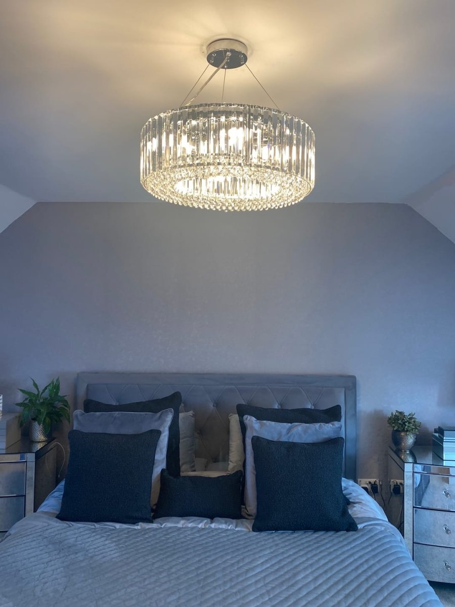 Kristallen Kroonluchter Rond 6-Lichts Metaal Chroom Zwart Messing 50cm Plafondlamp | Sansoti