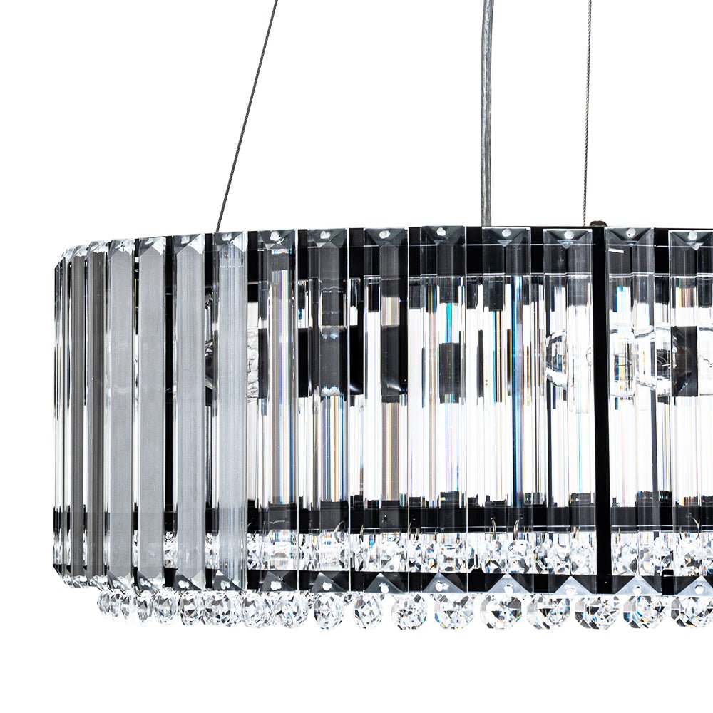 Kristallen Kroonluchter Rond 6-Lichts Metaal Chroom Zwart Messing 50cm Plafondlamp | Sansoti