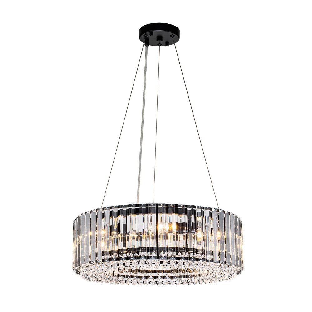 Kristallen Kroonluchter Rond 6-Lichts Metaal Chroom Zwart Messing 50cm Plafondlamp | Sansoti