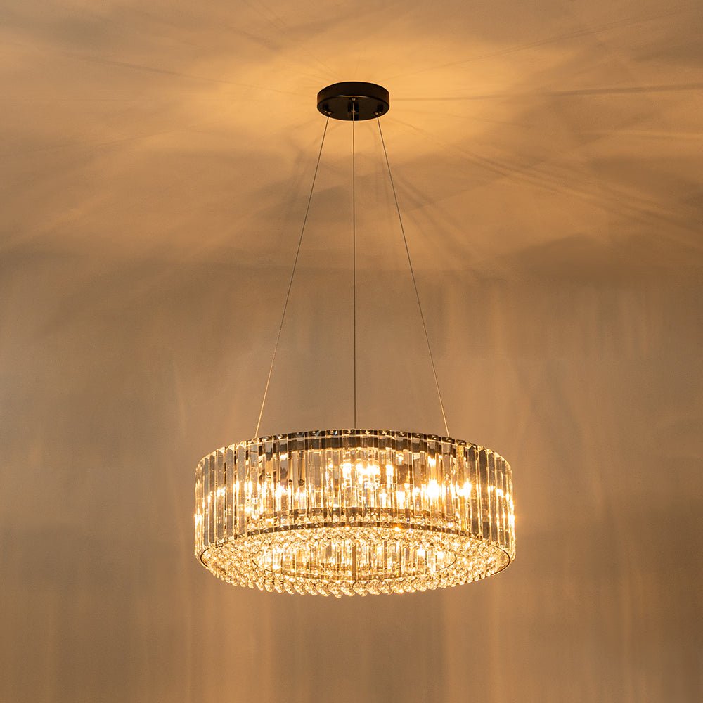 Kristallen Kroonluchter Rond 6-Lichts Metaal Chroom Zwart Messing 50cm Plafondlamp | Sansoti