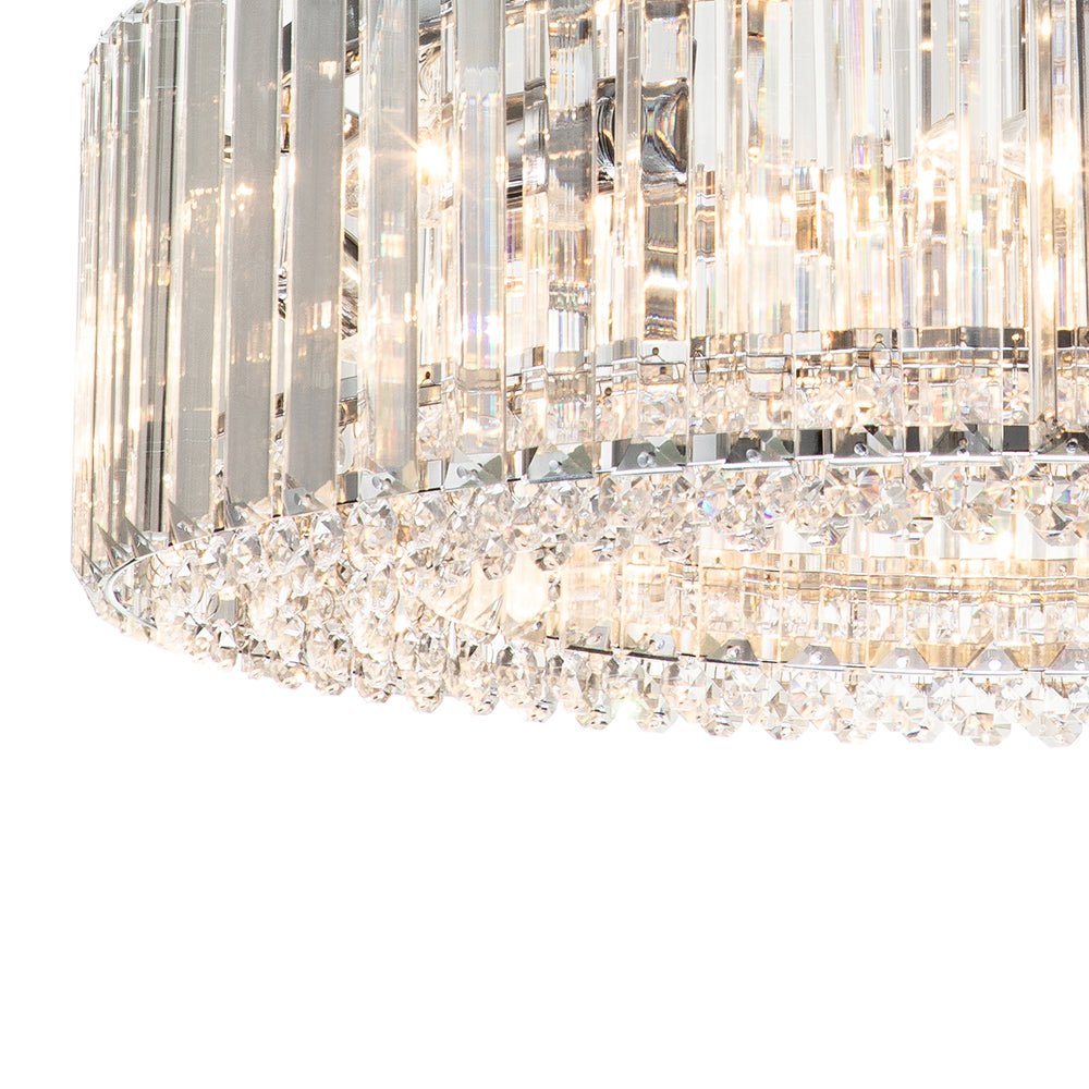 Kristallen Kroonluchter Rond 6-Lichts Metaal Chroom Zwart Messing 50cm Plafondlamp | Sansoti