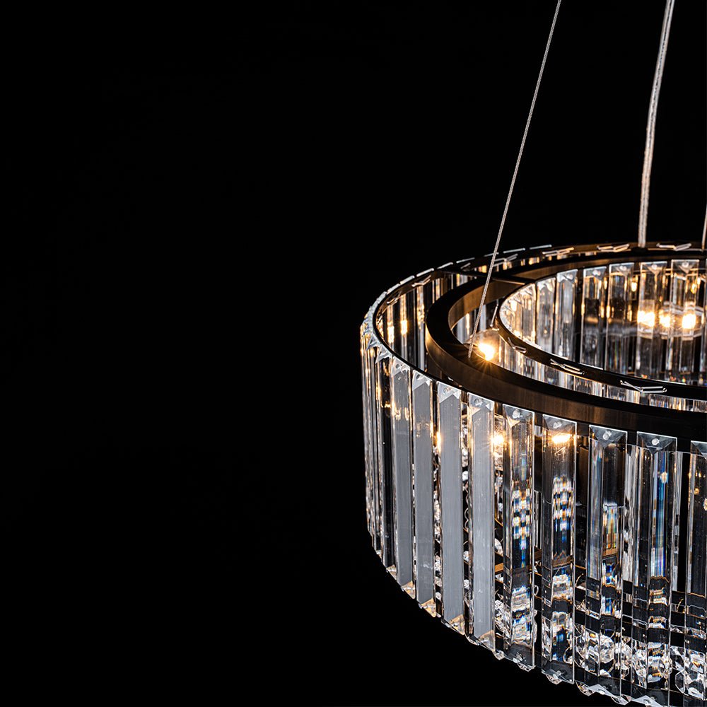 Kristallen Kroonluchter Rond 6-Lichts Metaal Chroom Zwart Messing 50cm Plafondlamp | Sansoti
