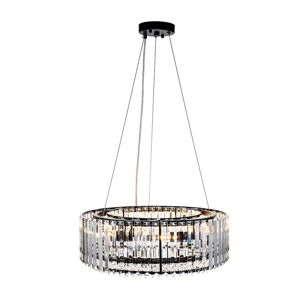 Kristallen Kroonluchter Rond 6-Lichts Metaal Chroom Zwart Messing 50cm Plafondlamp | Sansoti