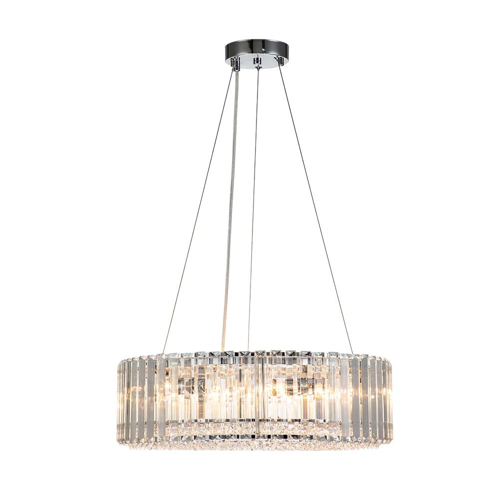 Kristallen Kroonluchter Rond 6-Lichts Metaal Chroom Zwart Messing 50cm Plafondlamp | Sansoti