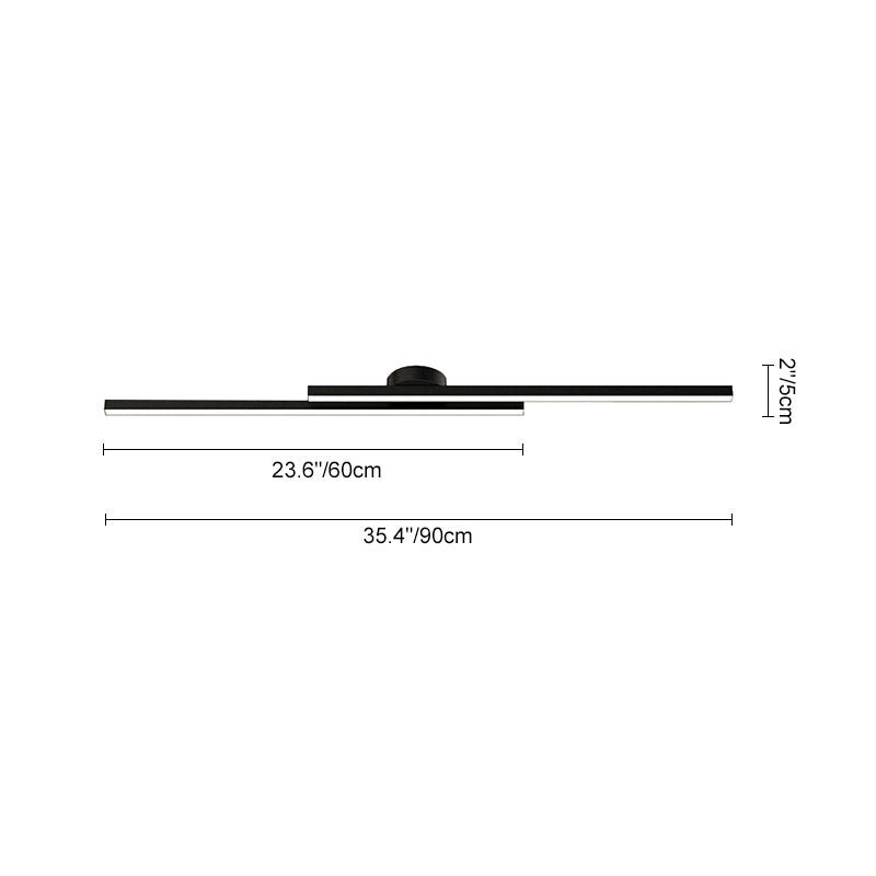 Moderne zwarte LED wandlamp met dubbele lichtstrip – minimalistische badkamer en hal verlichting 90 cm | Sansoti