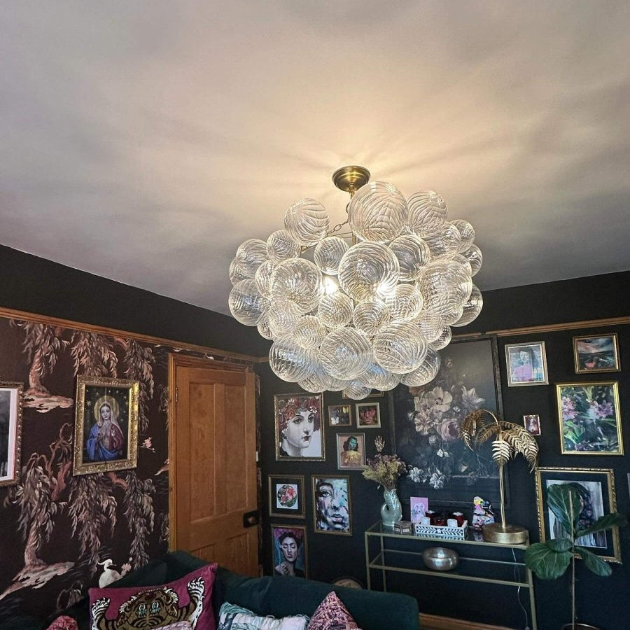 Luxuriöser Cluster Kronleuchter mit Glasblasen in Messing – moderne Hängelampe mit 3 oder 8 Leuchten | Restfield