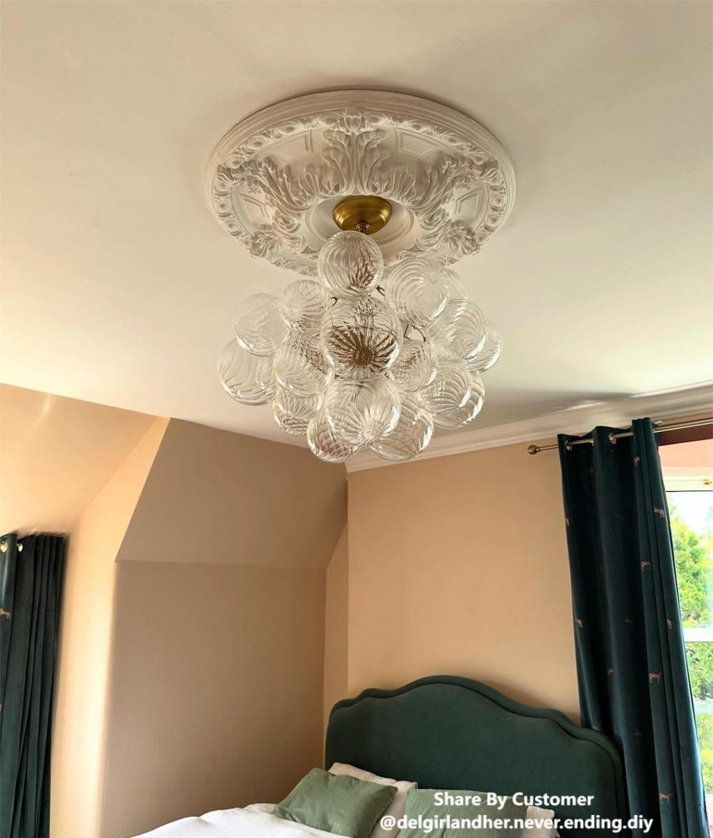 Luxuriöser Cluster Kronleuchter mit Glasblasen in Messing – moderne Hängelampe mit 3 oder 8 Leuchten | Restfield