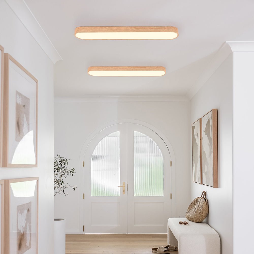 Deckenlampe Oval LED Holzoptik Metall 65-90cm Warmweiß Kaltweiß Wohnzimmer Schlafzimmer