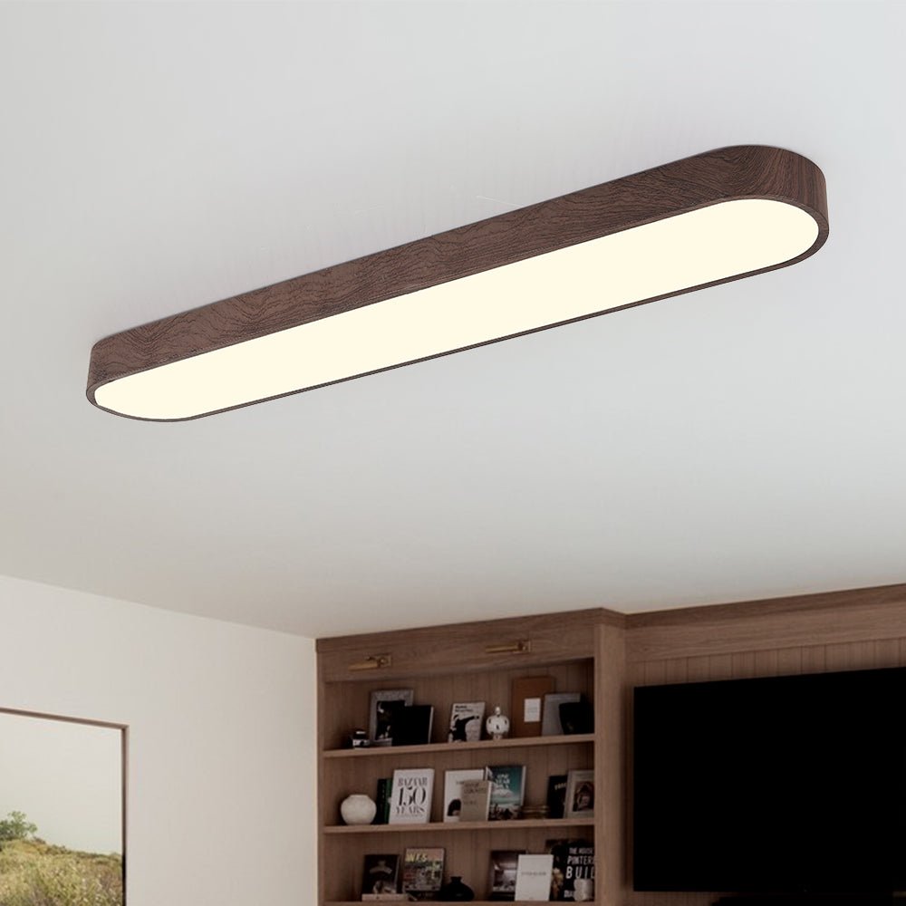 Deckenlampe Oval LED Holzoptik Metall 65-90cm Warmweiß Kaltweiß Wohnzimmer Schlafzimmer