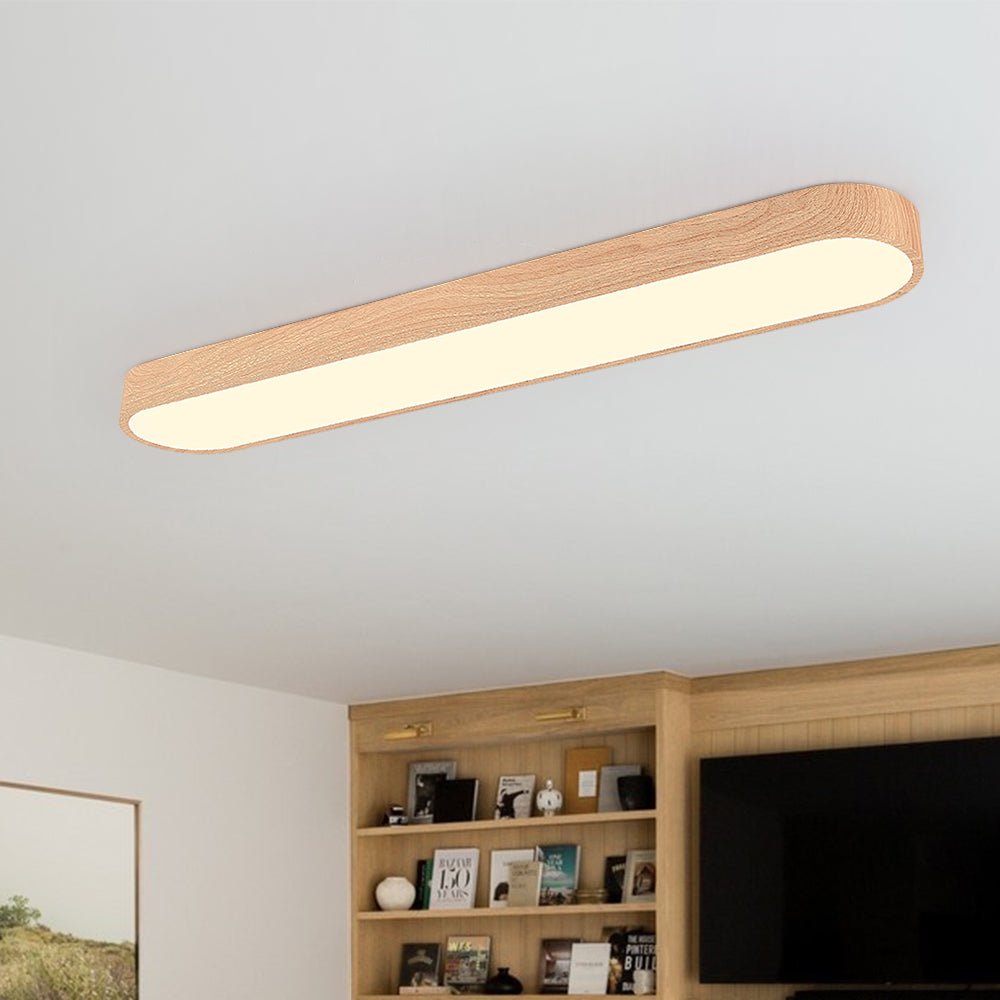 Deckenlampe Oval LED Holzoptik Metall 65-90cm Warmweiß Kaltweiß Wohnzimmer Schlafzimmer