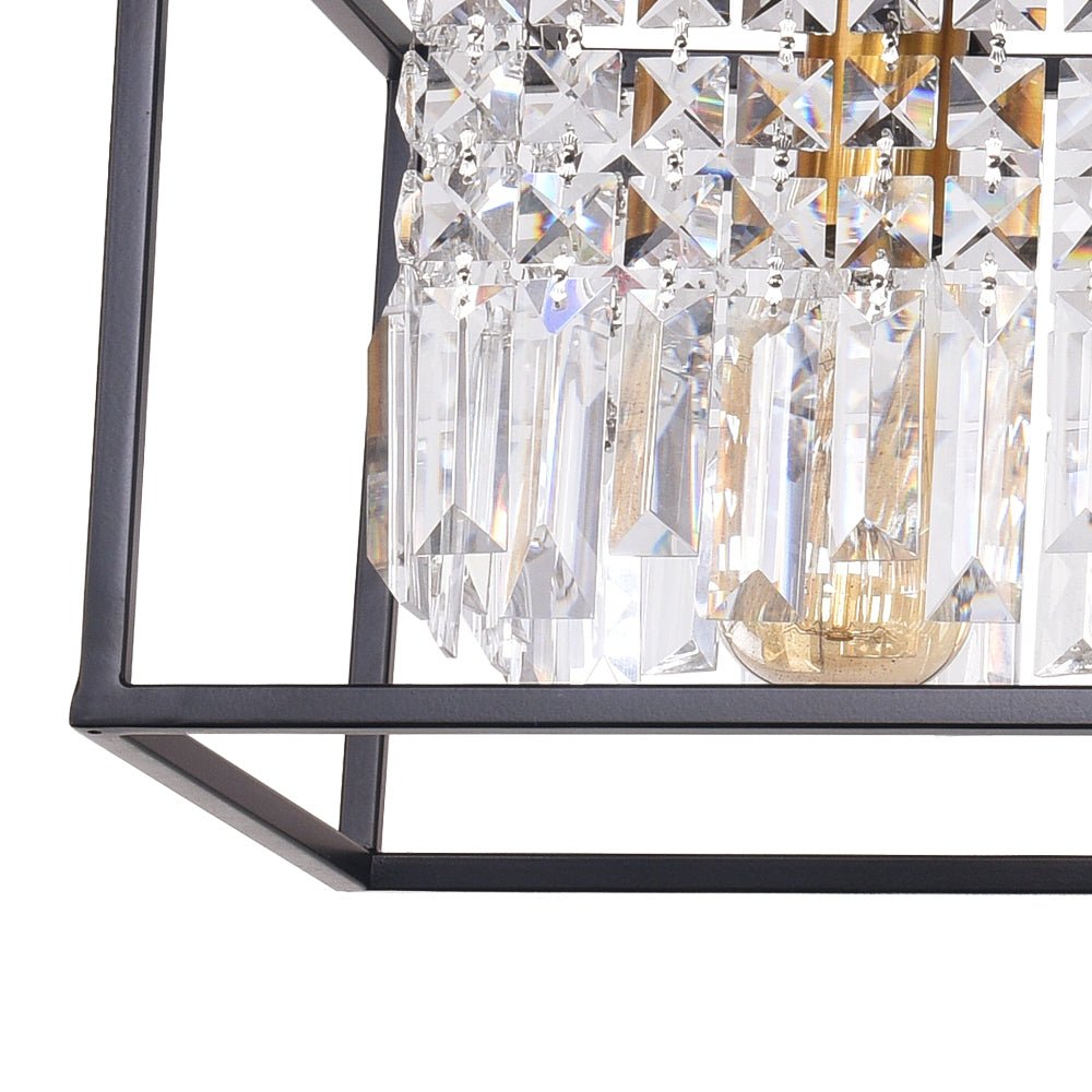 Suspension rectangulaire de luxe en cristal noir pour îlot de cuisine et table à manger avec 5 points lumineux | Restfield