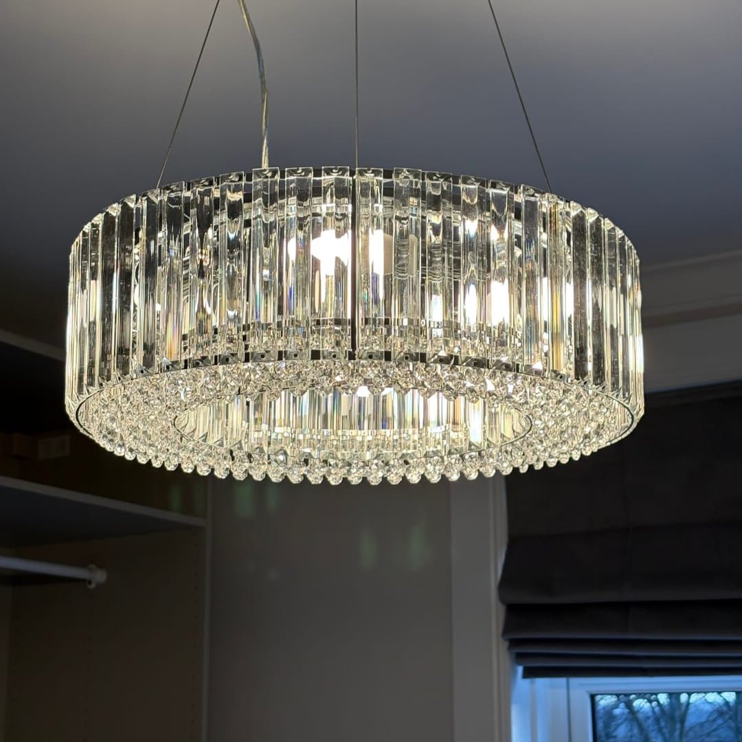 Kristall-Kronleuchter 6-flammig Chrom Modern Rund 50cm Esszimmer Wohnzimmer | Restfield