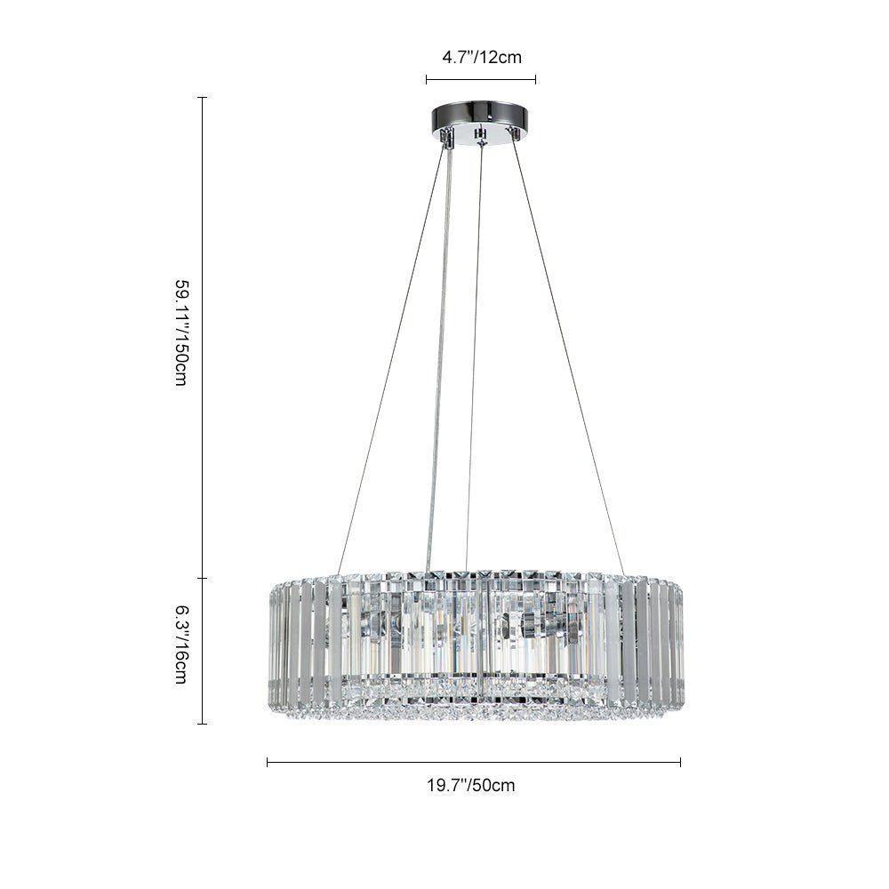 Kristall-Kronleuchter 6-flammig Chrom Modern Rund 50cm Esszimmer Wohnzimmer | Restfield