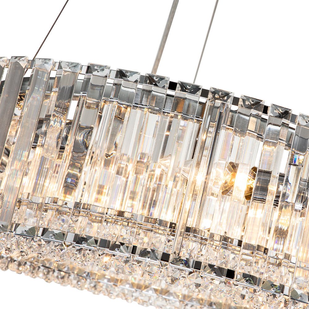 Kristall-Kronleuchter 6-flammig Chrom Modern Rund 50cm Esszimmer Wohnzimmer | Restfield
