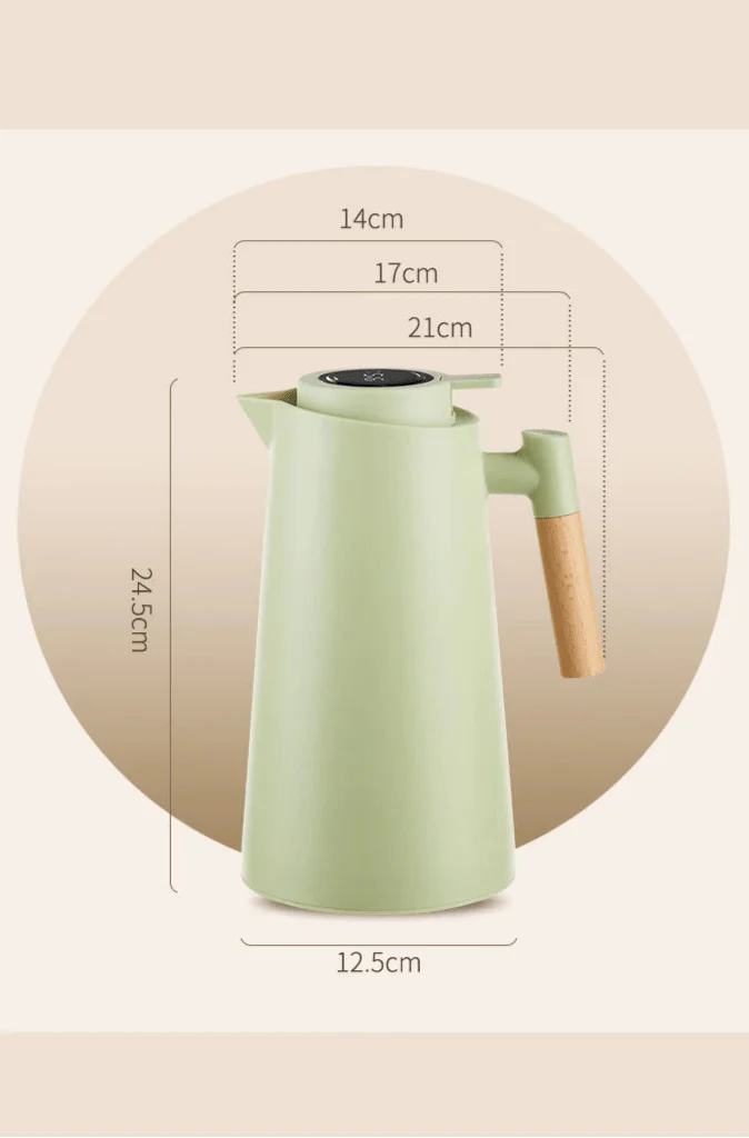 Thermoskan Met Temperatuur Display 1 Liter Houten Handvat Lekvrij | Sansoti