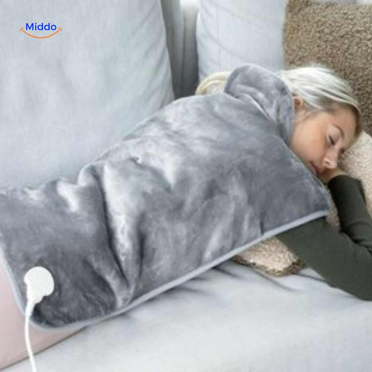 Cape chauffante pour épaules et cou 100 W en flanelle grise, mains libres, réglable, 9 niveaux de chaleur, coussin chauffant électrique | Sansoti