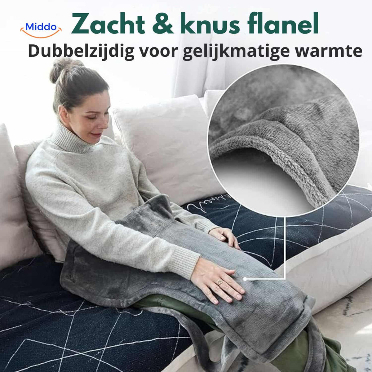 Cape chauffante pour épaules et cou 100 W en flanelle grise, mains libres, réglable, 9 niveaux de chaleur, coussin chauffant électrique | Sansoti