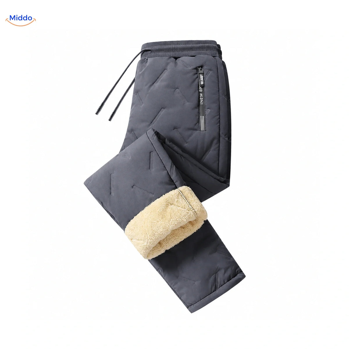 Gefütterte Winterhose mit Teddyfutter für Herren, Fleece-Jogginghose in Schwarz und Grau, elastischer Bund, warm und bequem | Sansoti
