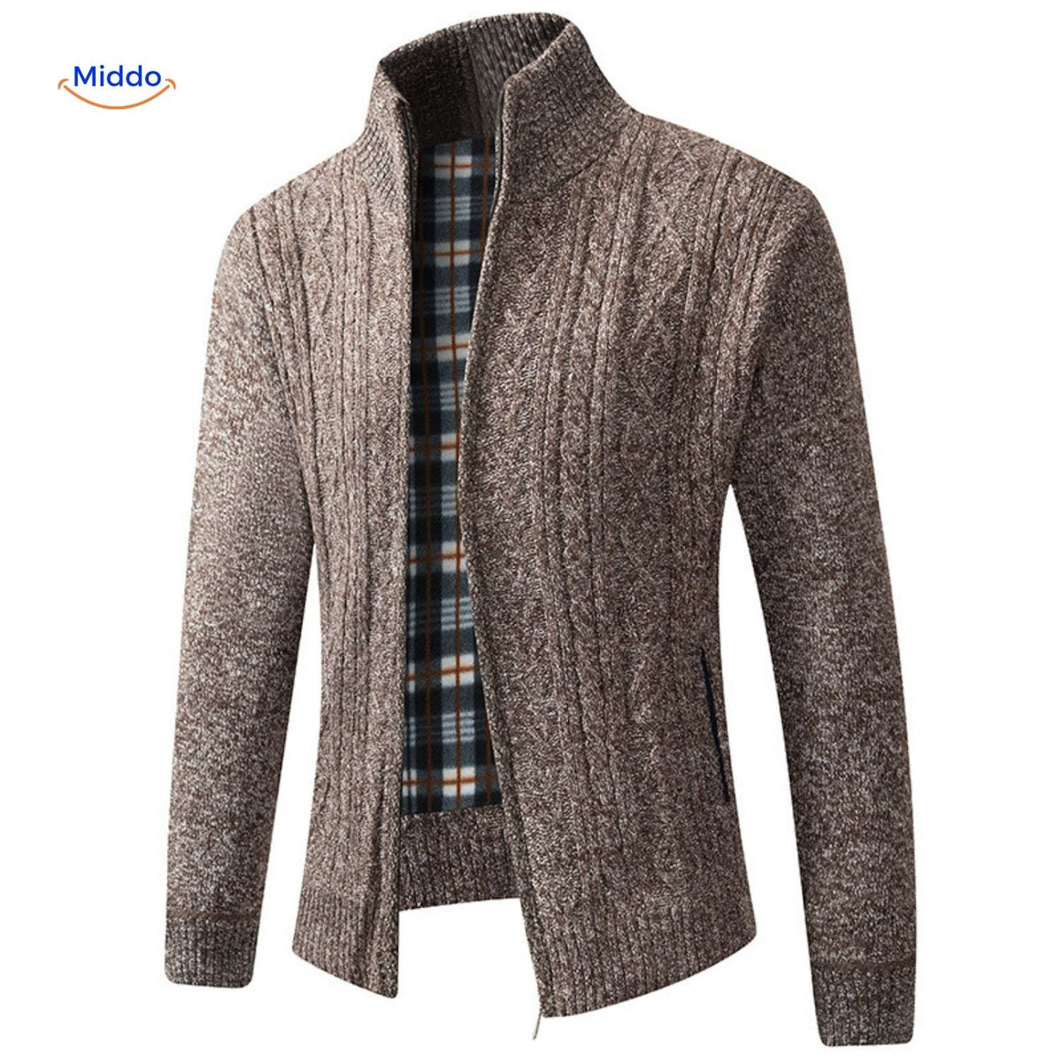 Gefütterte Strickweste für Herren - warm, weiches Futter, Reißverschluss, Rippbündchen, lässig, stilvoll, bequem, für den täglichen Gebrauch | Sansoti