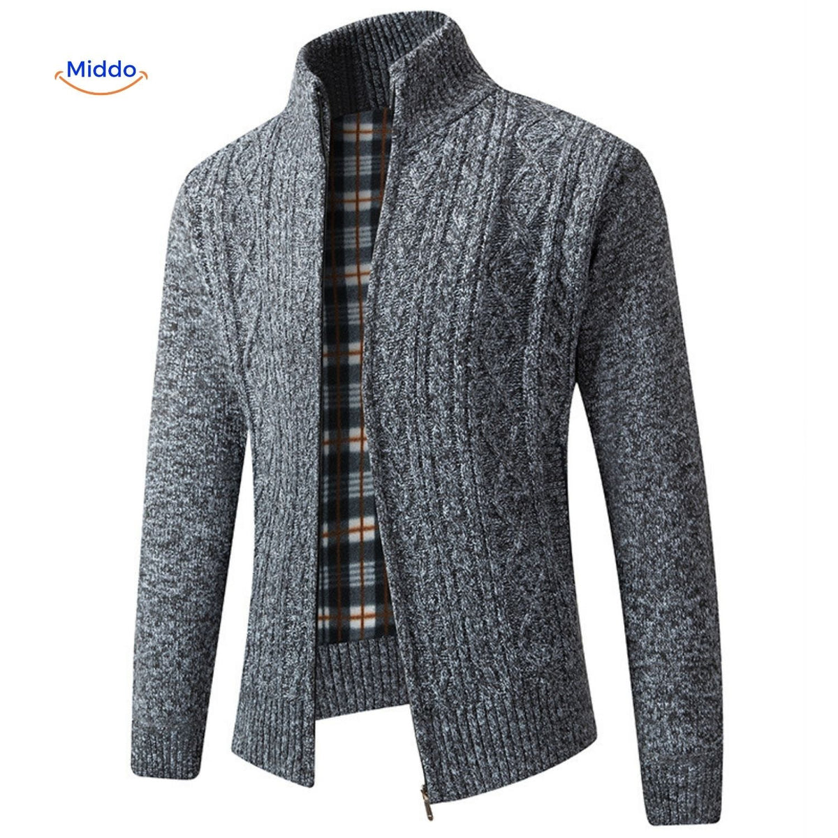Gefütterte Strickweste für Herren - warm, weiches Futter, Reißverschluss, Rippbündchen, lässig, stilvoll, bequem, für den täglichen Gebrauch | Sansoti