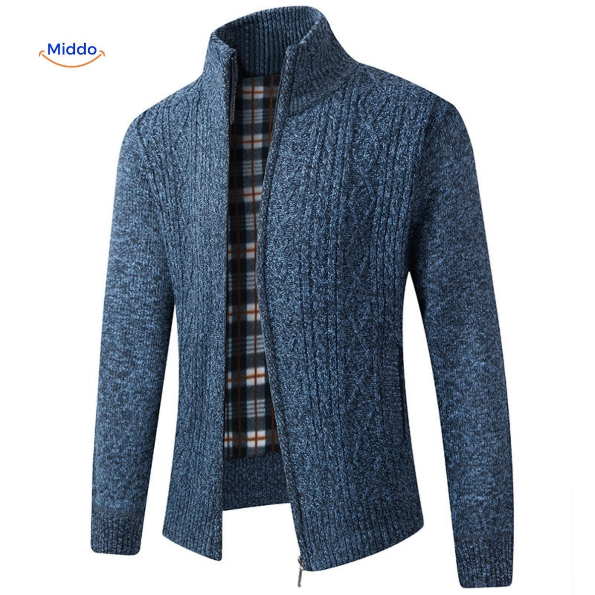 Gefütterte Strickweste für Herren - warm, weiches Futter, Reißverschluss, Rippbündchen, lässig, stilvoll, bequem, für den täglichen Gebrauch | Sansoti
