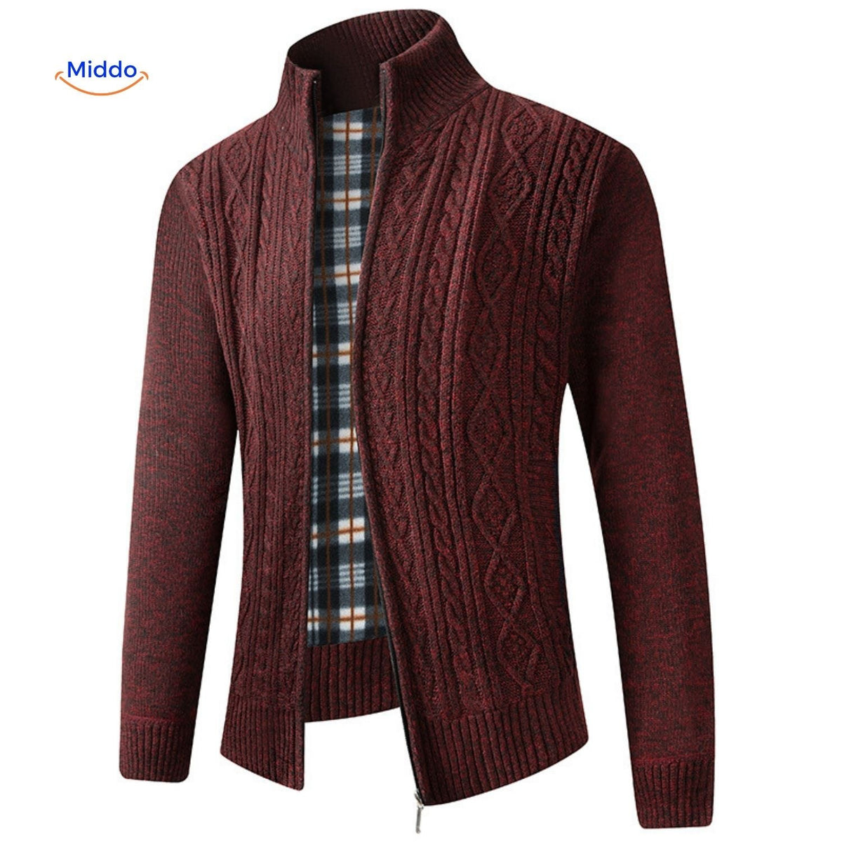 Gefütterte Strickweste für Herren - warm, weiches Futter, Reißverschluss, Rippbündchen, lässig, stilvoll, bequem, für den täglichen Gebrauch | Sansoti