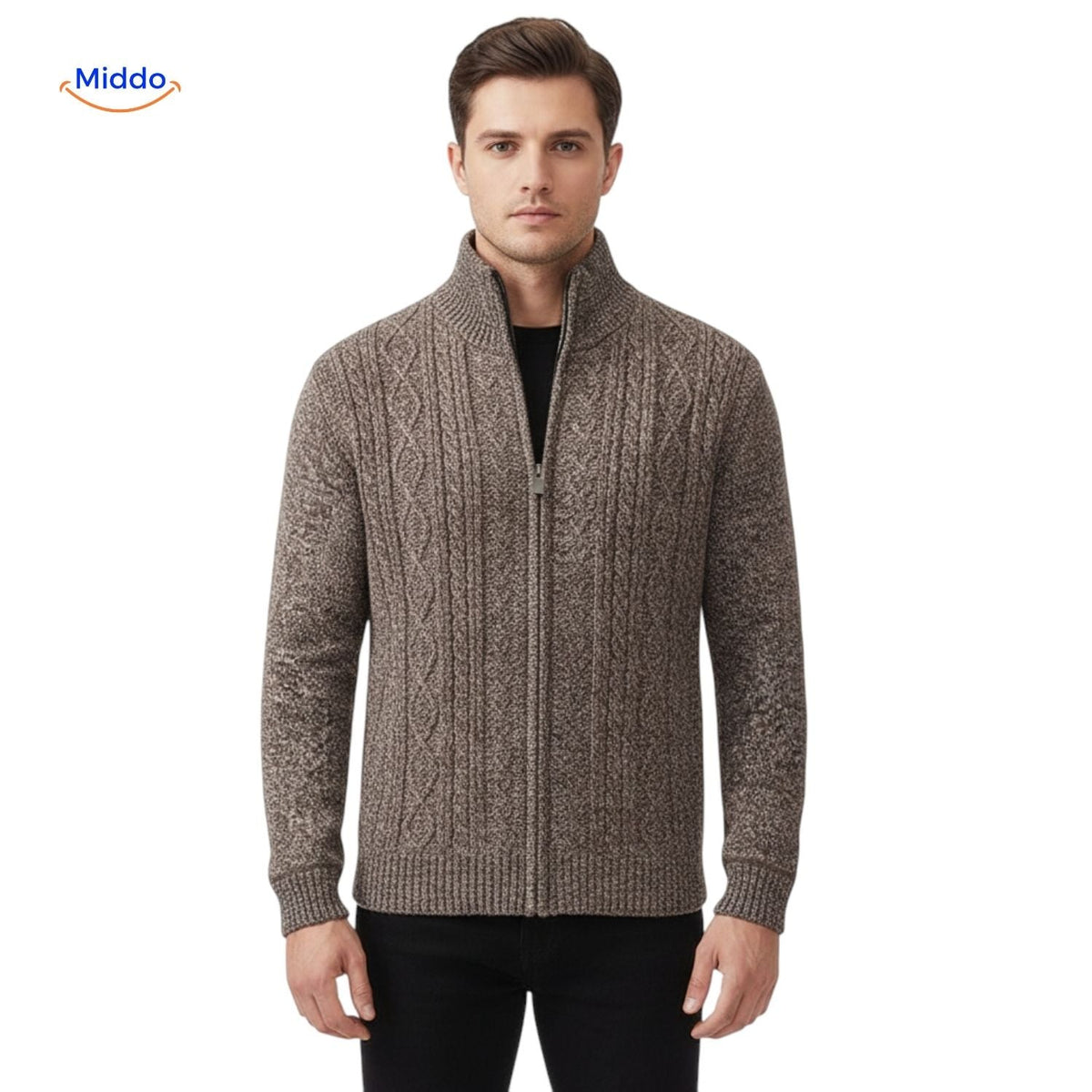 Gefütterte Strickweste für Herren - warm, weiches Futter, Reißverschluss, Rippbündchen, lässig, stilvoll, bequem, für den täglichen Gebrauch | Sansoti