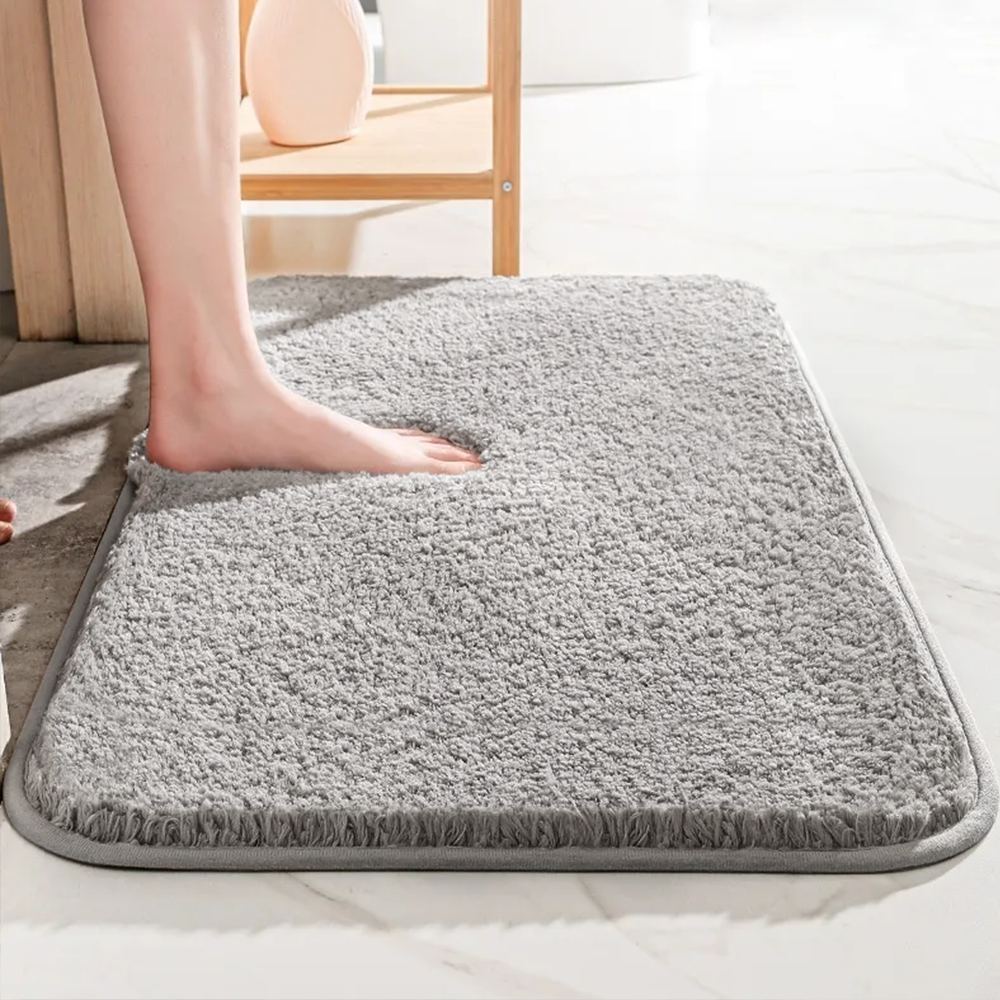 Badmat Microvezel Dik 40x60 50x80 60x90 cm Grijs Badkamer Antislip Absorberend Zachte Badkamermat Wasbaar Douchemat | Sansoti