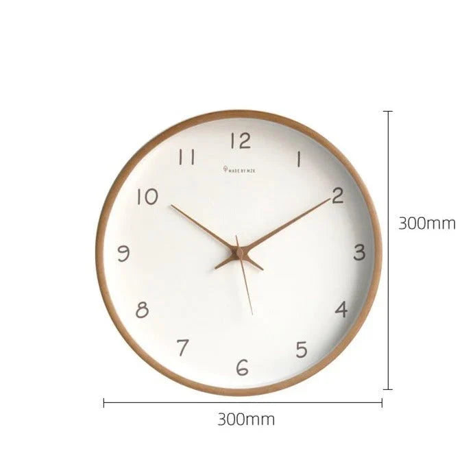 Houten Wandklok Analoog Minimalistisch Design Naturel Crème Bruin Woonkamer Keuken Kantoor Stil Uurwerk | Sansoti