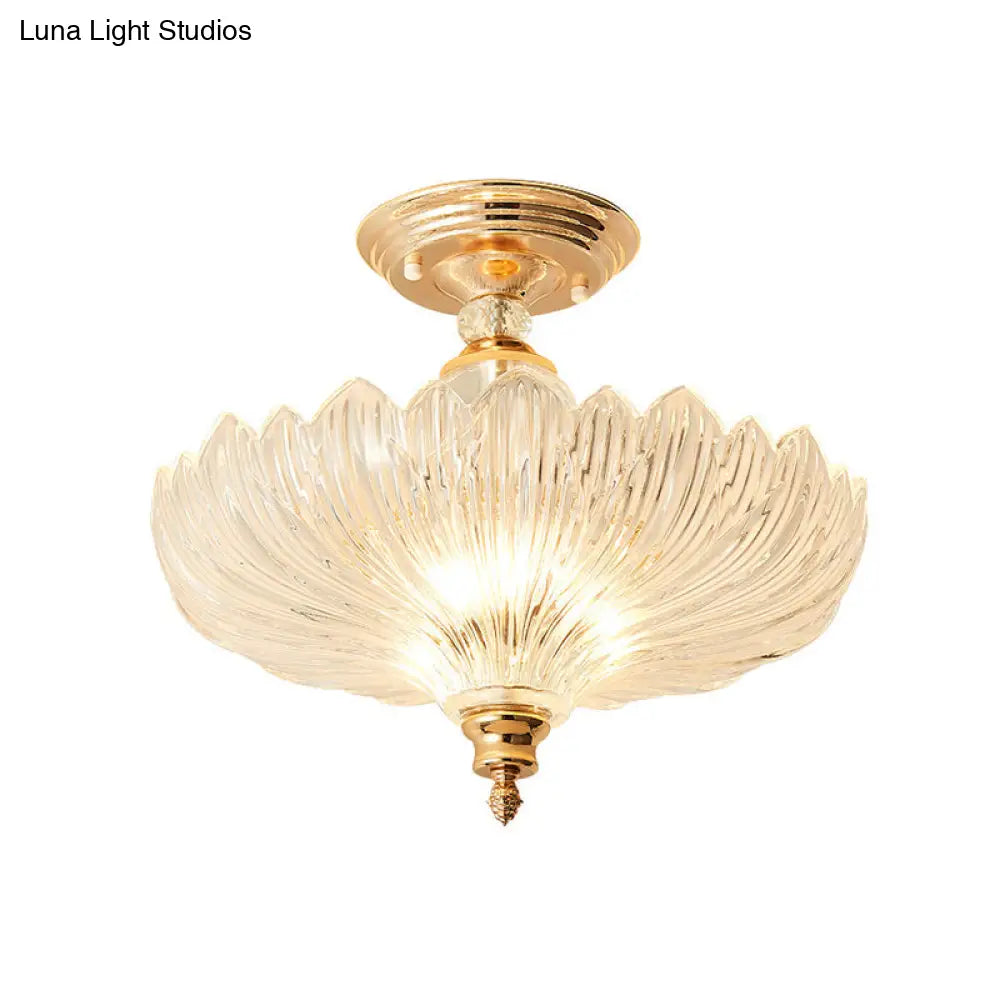 Kristallen Plafondlamp 3-Lichts met Golfrand Zwart Goud 30cm 40cm Semi-Flush Klassiek Design voor Eetkamer | Sansoti