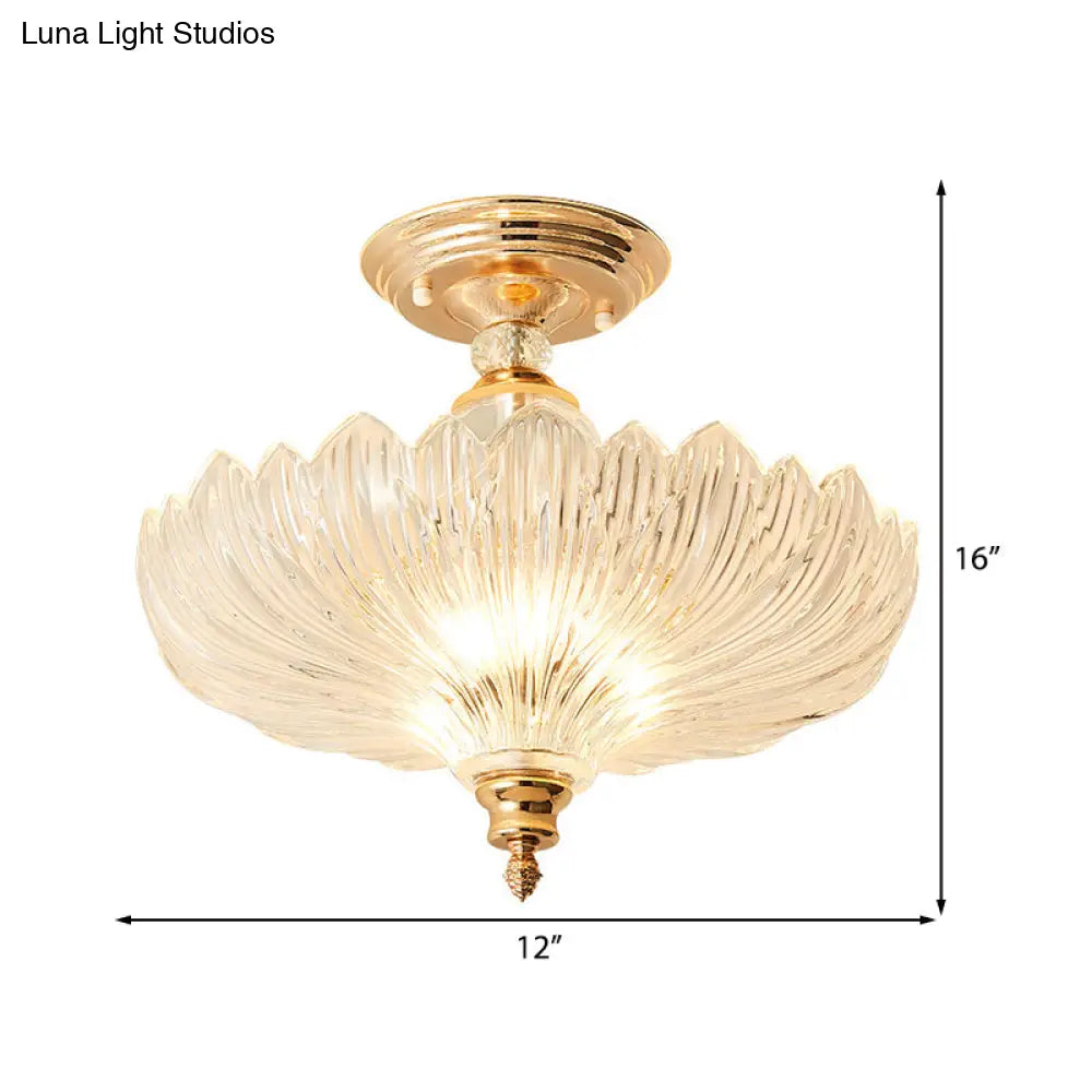 Kristallen Plafondlamp 3-Lichts met Golfrand Zwart Goud 30cm 40cm Semi-Flush Klassiek Design voor Eetkamer | Sansoti