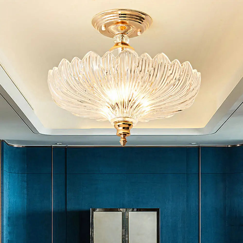 Kristallen Plafondlamp 3-Lichts met Golfrand Zwart Goud 30cm 40cm Semi-Flush Klassiek Design voor Eetkamer | Sansoti