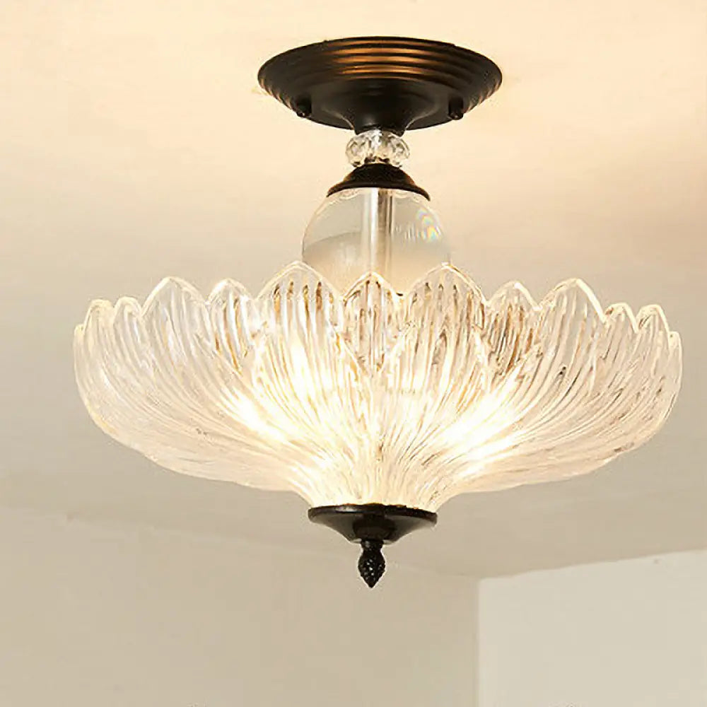 Kristallen Plafondlamp 3-Lichts met Golfrand Zwart Goud 30cm 40cm Semi-Flush Klassiek Design voor Eetkamer | Sansoti