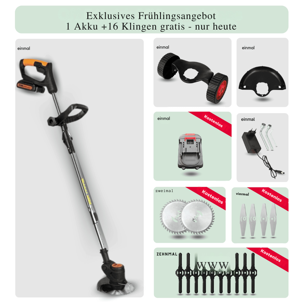 Wireless Grass Trimmer 21V 850W — 3-in-1 Trimming Edging Mowing 15cm Cutting Width 2.1kg Lithium Battery for Garden | Sansoti