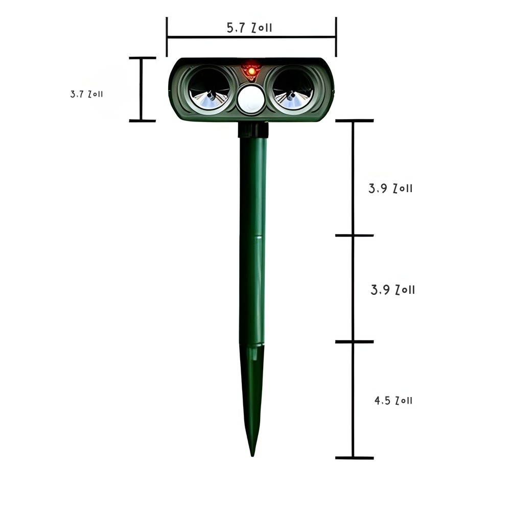 Zonne-energie Dierverschrikker Ultraschall 8-10m Bereik IP66 Waterdicht 13,5-45,5kHz Frequentie Tuin | Sansoti