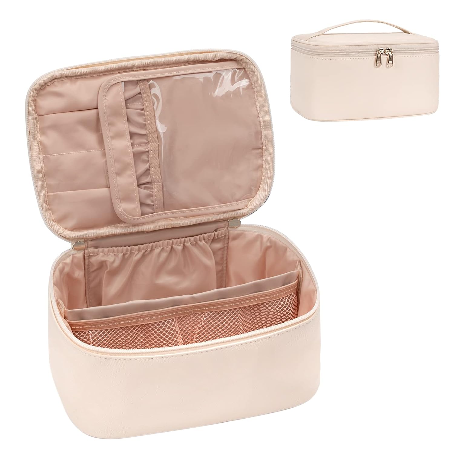 Cosmetica Organizer met Verstelbare Scheidingswanden en Handgreep | Draagbare Make-up Koffer voor Reizen en Thuis | Sansoti