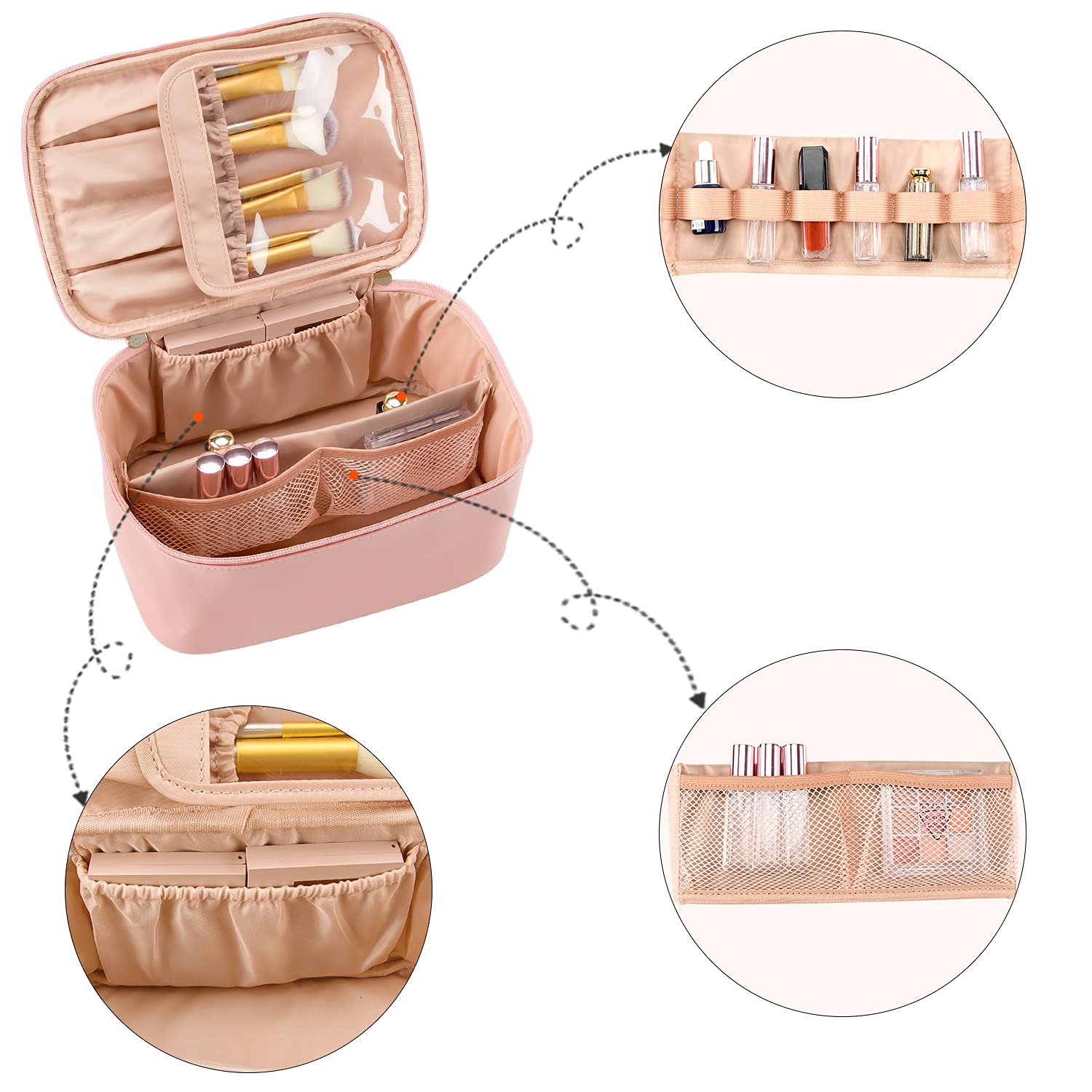 Cosmetica Organizer met Verstelbare Scheidingswanden en Handgreep | Draagbare Make-up Koffer voor Reizen en Thuis | Sansoti